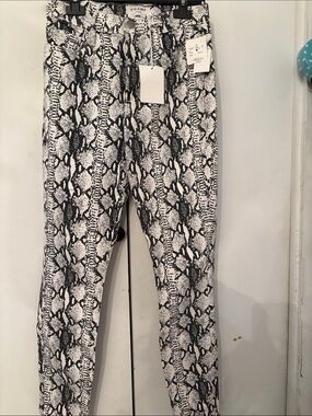 Frame Denim Kids Black & White Snake-Print Pants